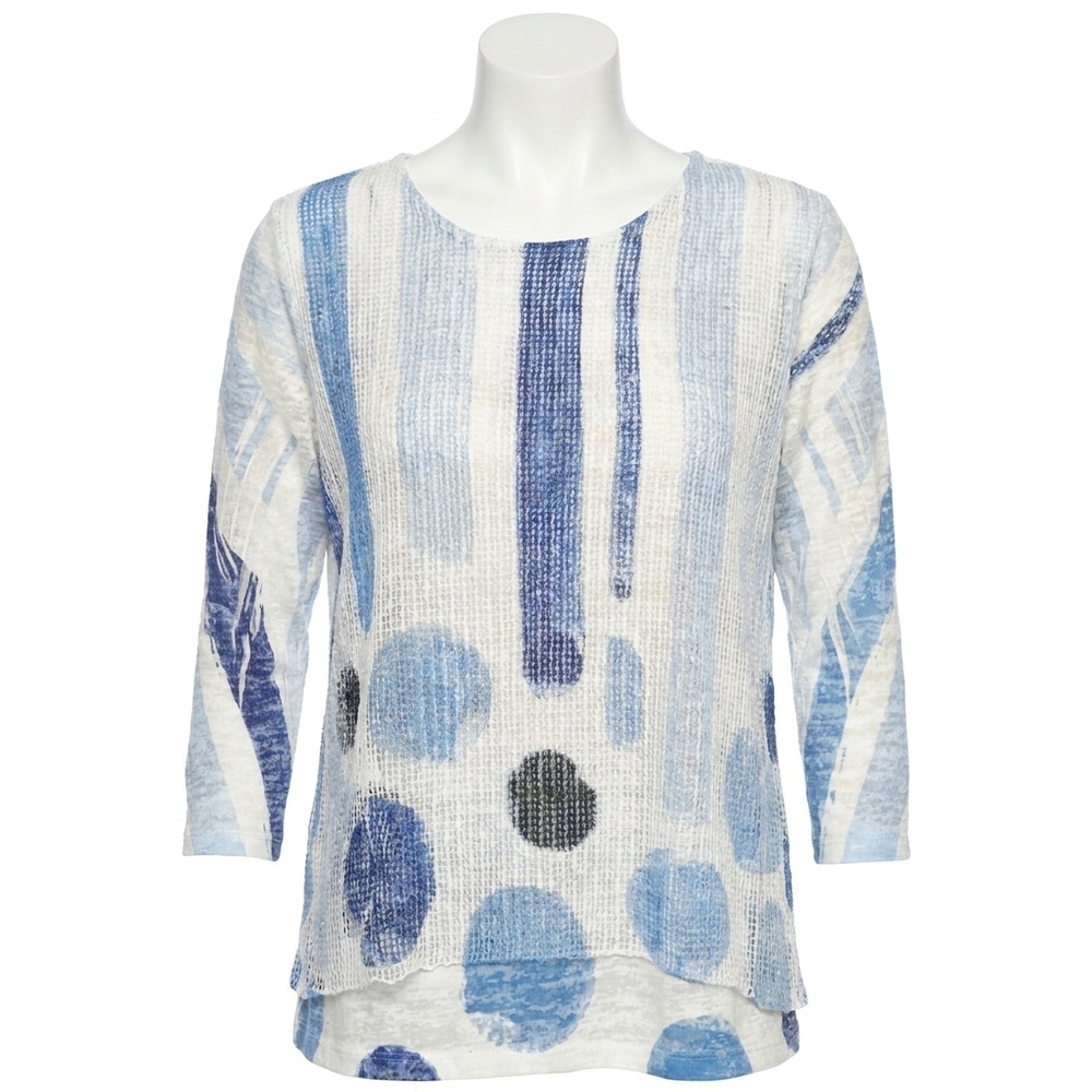 NEW JESS & JANE sandra fine knit contrast seam top in soft blue